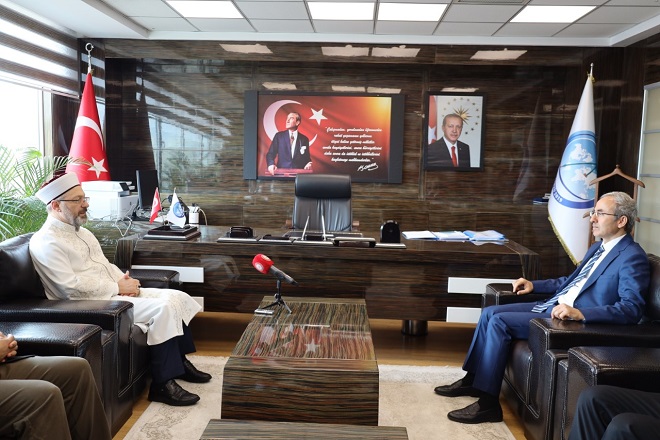 Diyanet İşleri Başkanı Erbaş’tan Rektör Demir’e hayırlı olsun ziyareti